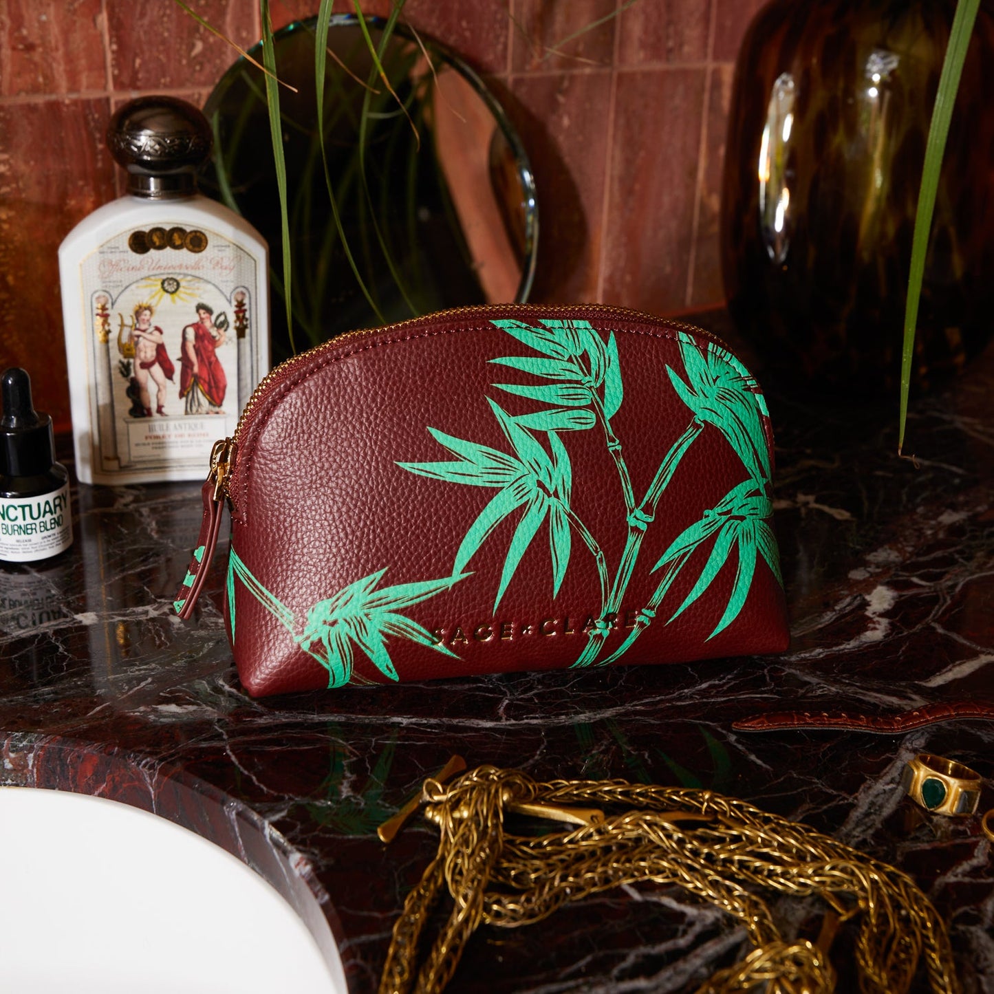 Sage X Clare - Aneta Cosmetic Pouch - Rosewood