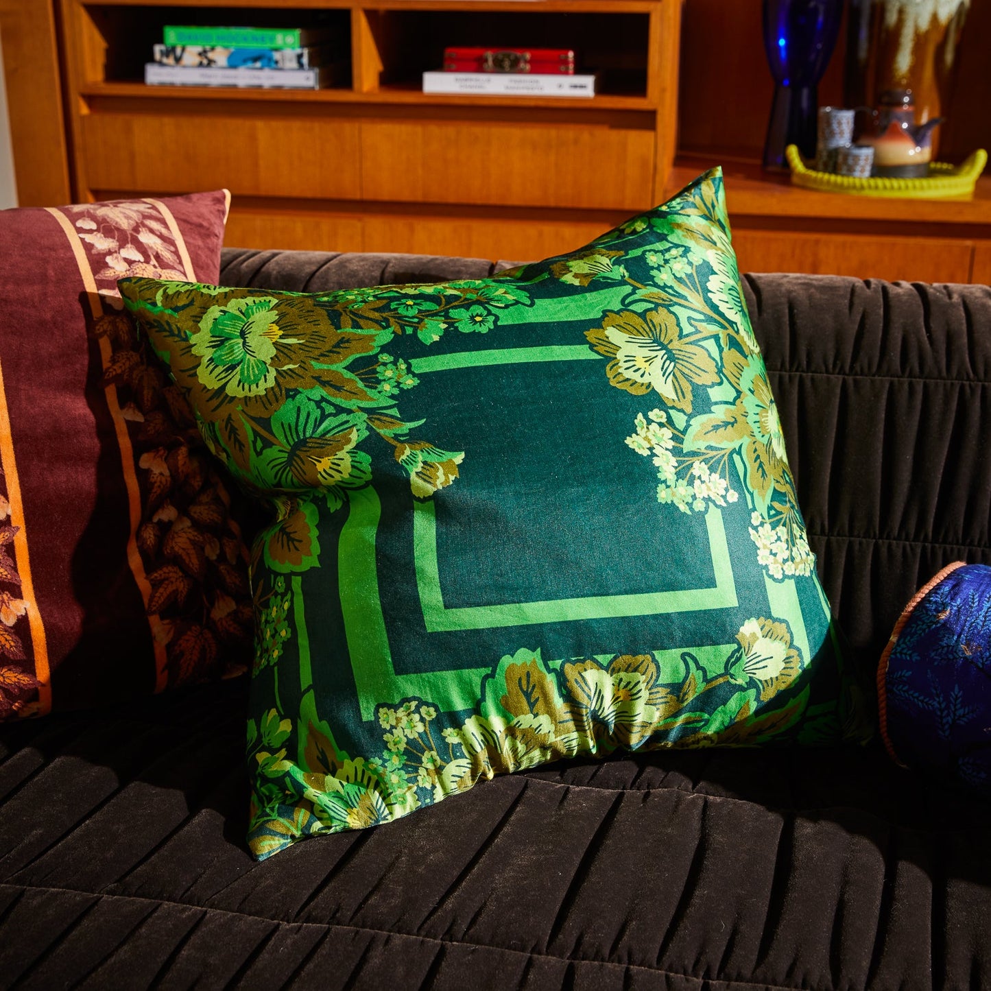 Sage X Clare - Eliza Silk Linen Cushion - Verdant