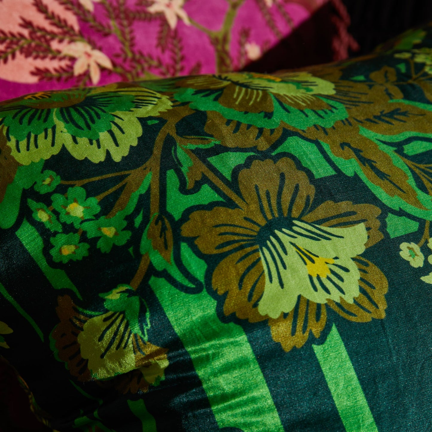 Sage X Clare - Eliza Silk Linen Cushion - Verdant
