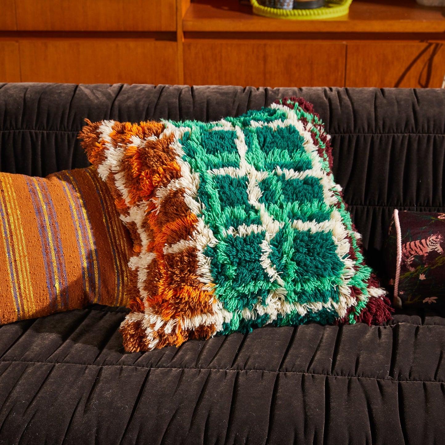 Sage X Clare - Karina Shag Cushion - Verdant
