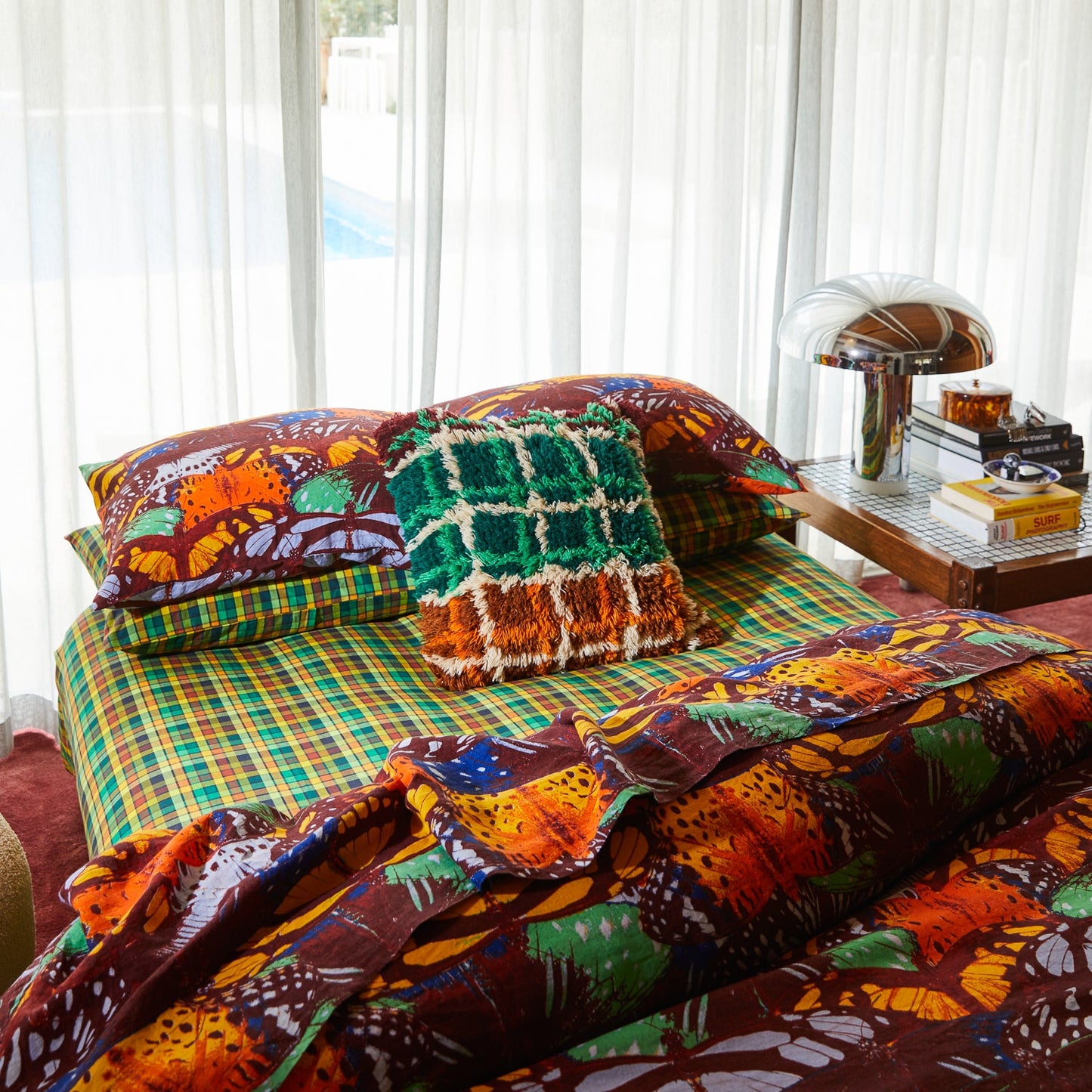 Sage X Clare - Karina Shag Cushion - Verdant