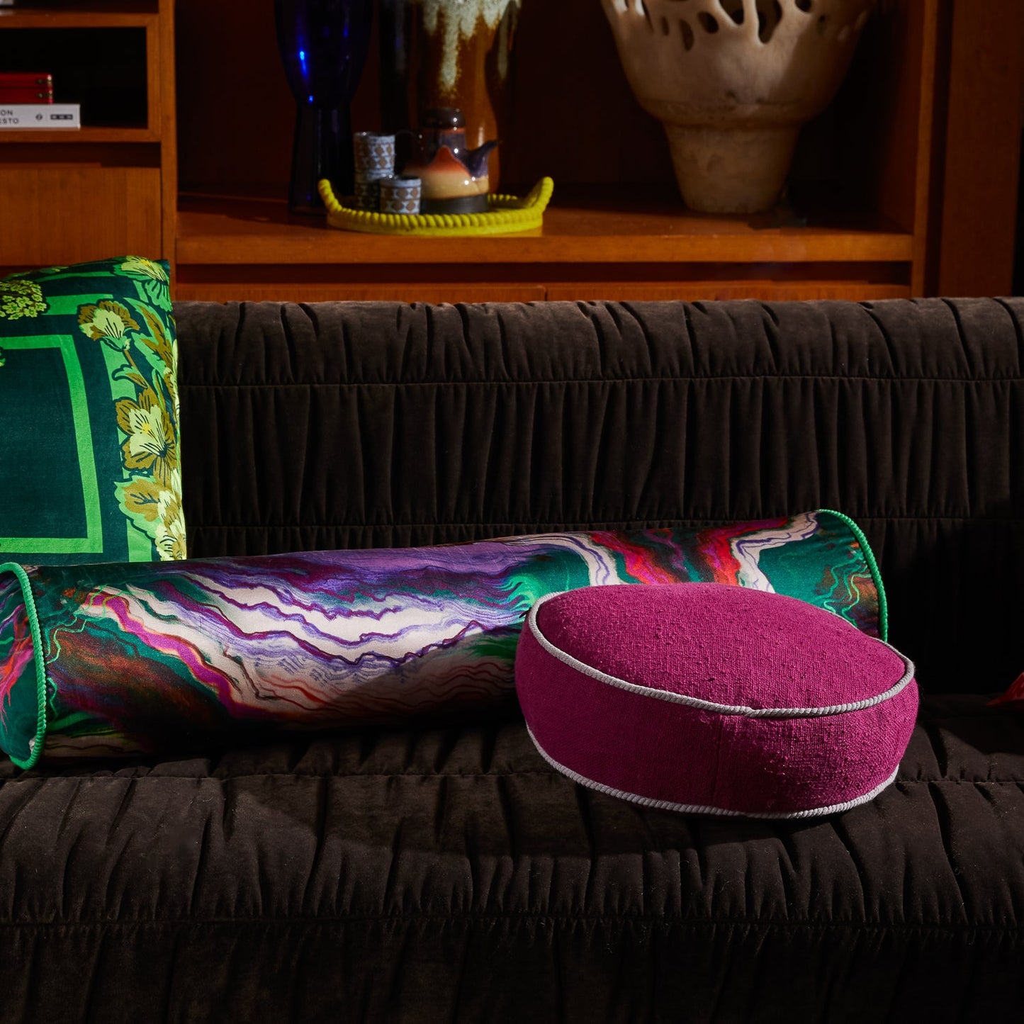 Sage X Clare - Dana Round Cushion - Plumberry