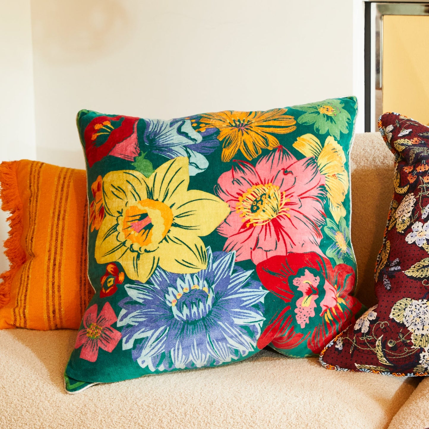 Sage X Clare - Ines Velvet Cushion - Verdant