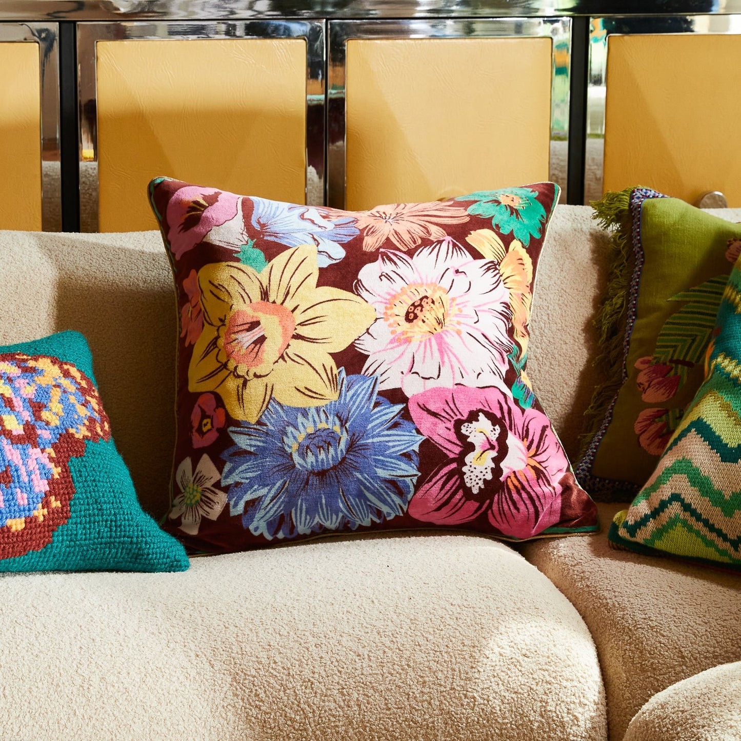 Sage X Clare - Ines Velvet Cushion - Burnt Sienna