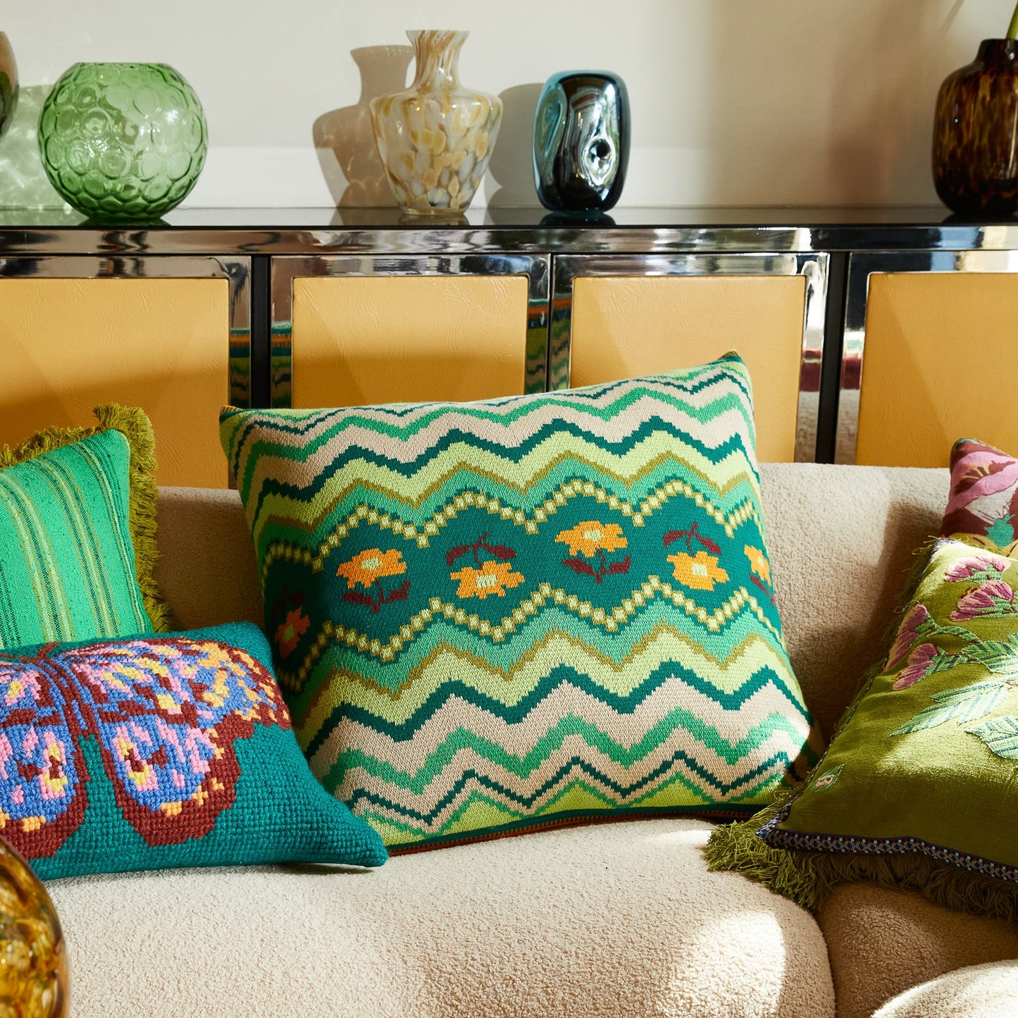 Sage X Clare - Calina Knit Cushion - Verdant