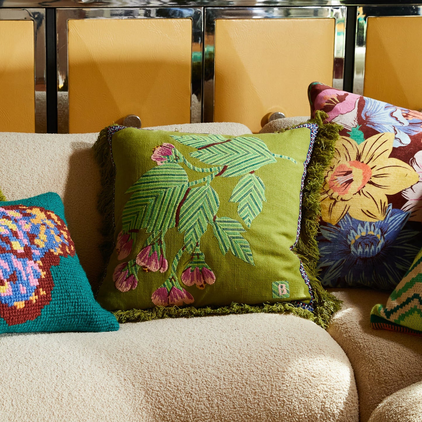 Sage X Clare - Vivi Appliqué Cushion - Juniper