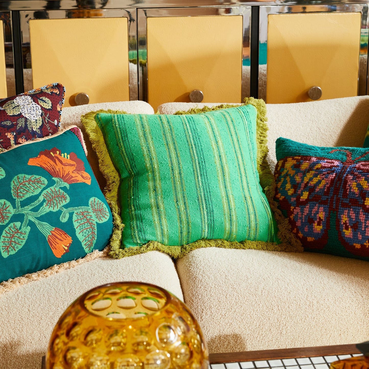 Sage X Clare - Nicolette Woven Cushion - Spring Green
