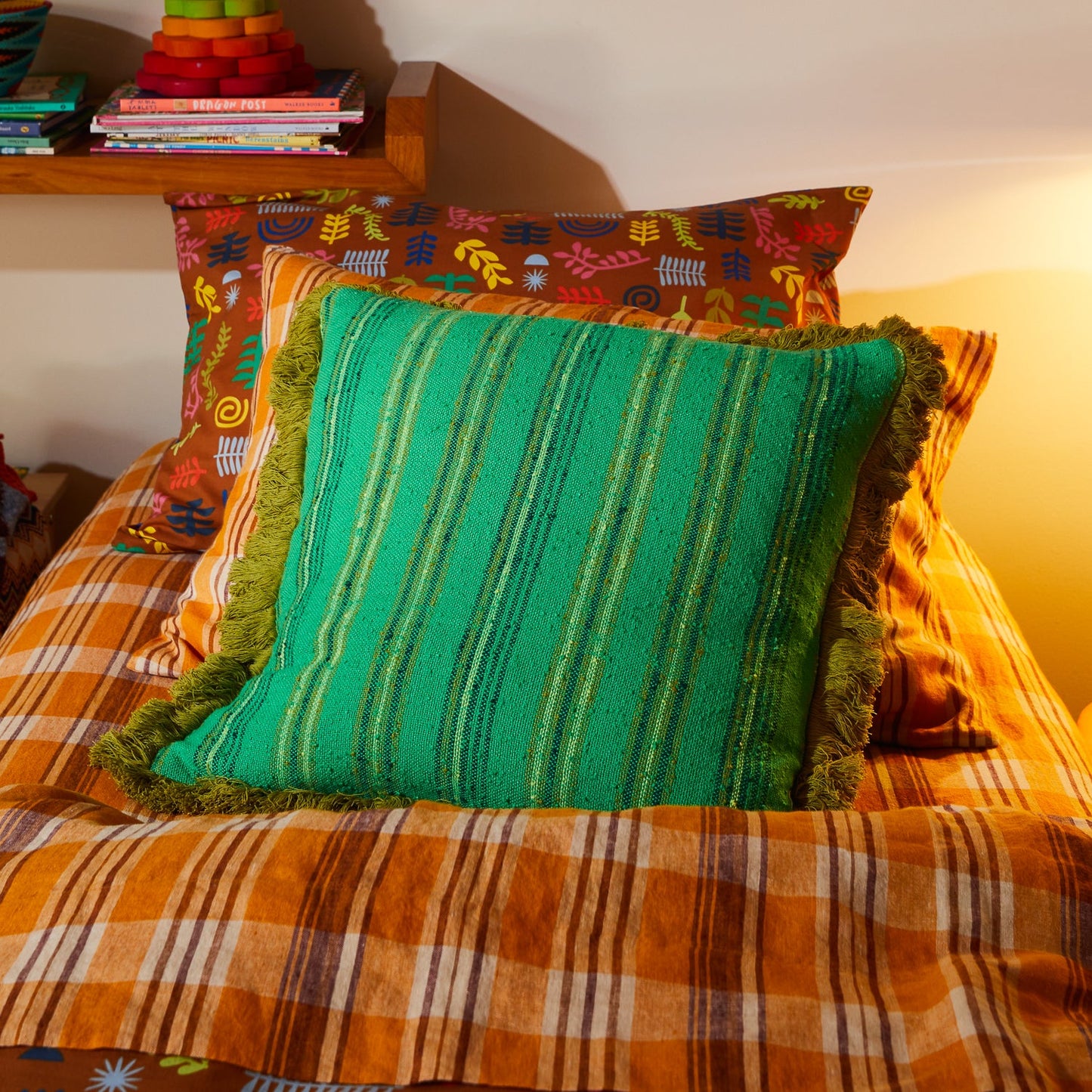 Sage X Clare - Nicolette Woven Cushion - Spring Green