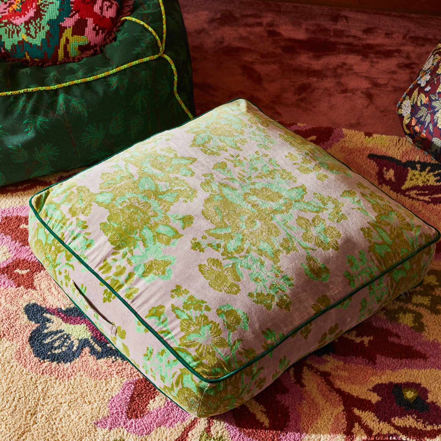 Sage X Clare - Hazel Velvet Floor Cushion - Mink Grey
