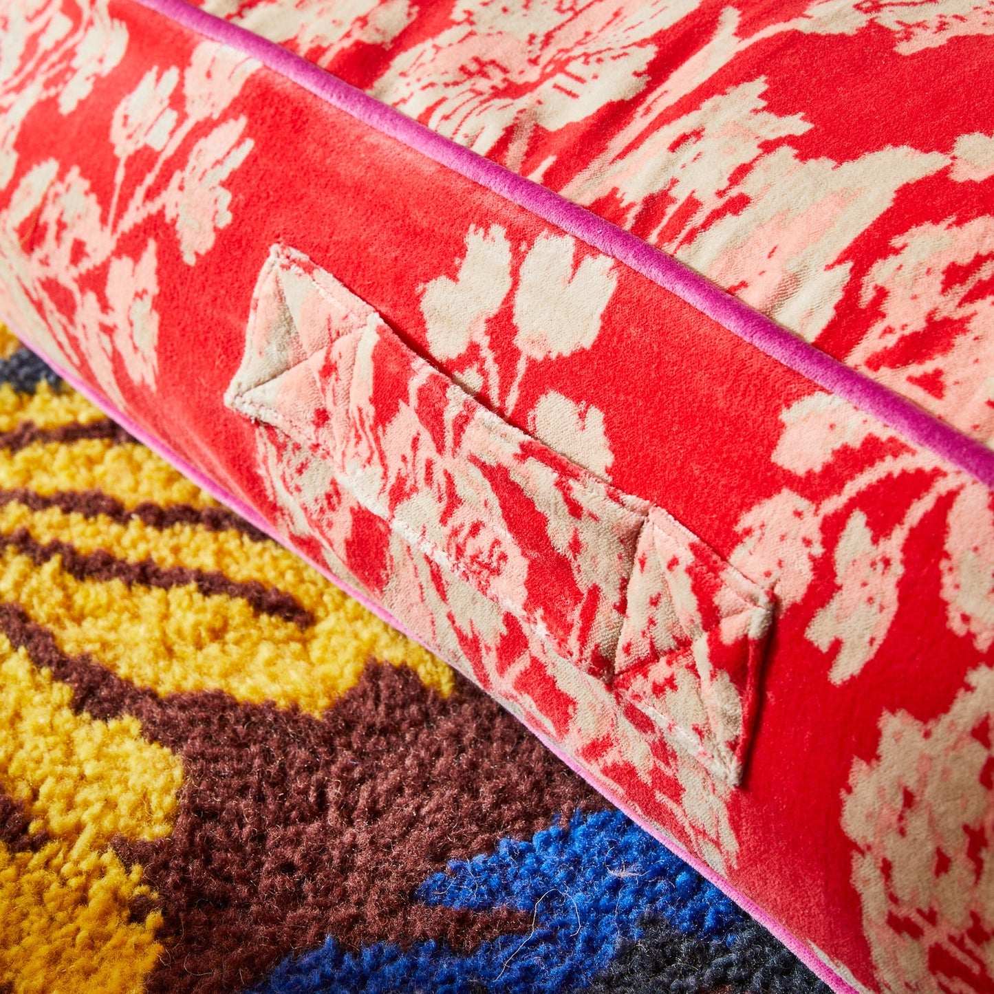 Sage X Clare - Hazel Velvet Floor Cushion - Vermillion
