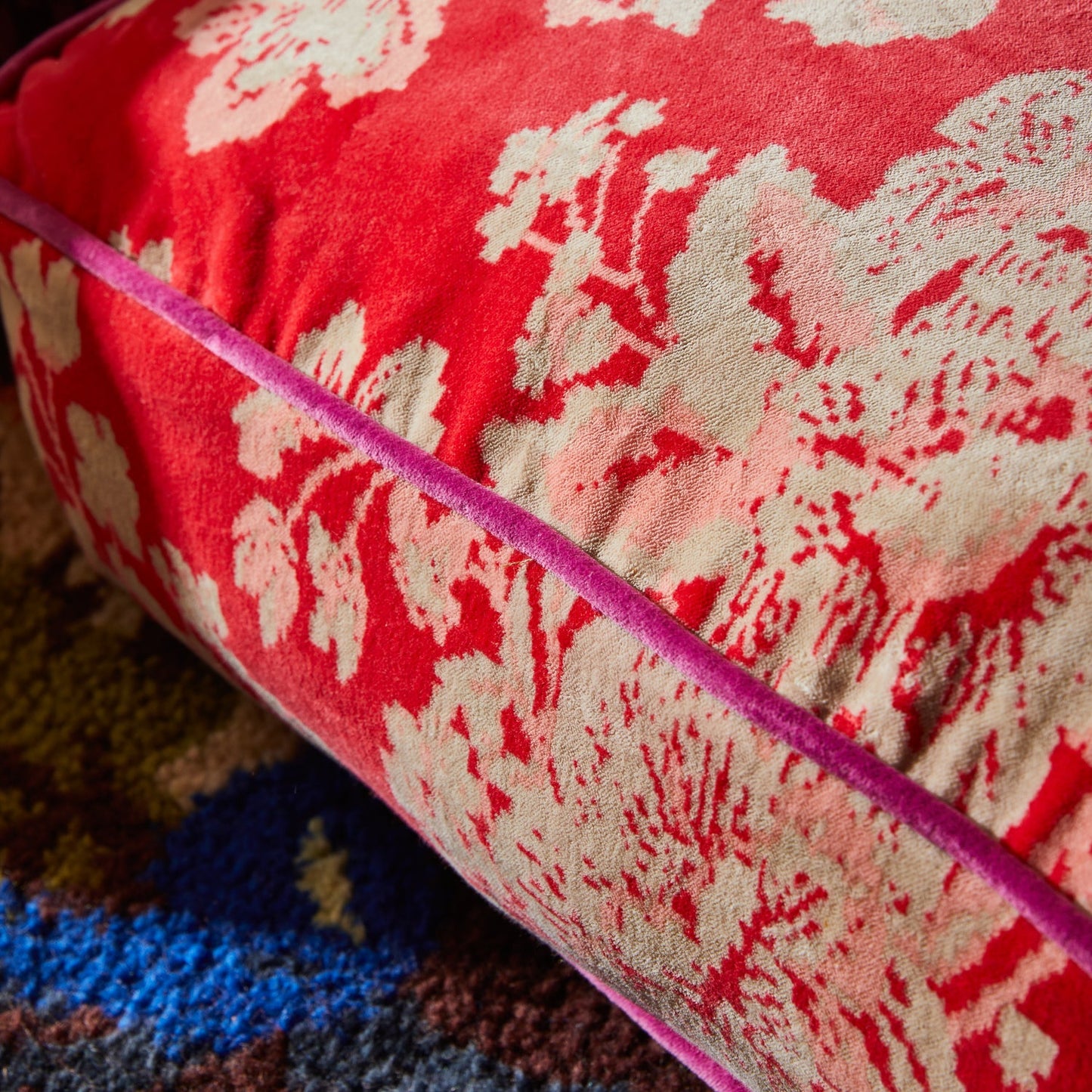 Sage X Clare - Hazel Velvet Floor Cushion - Vermillion