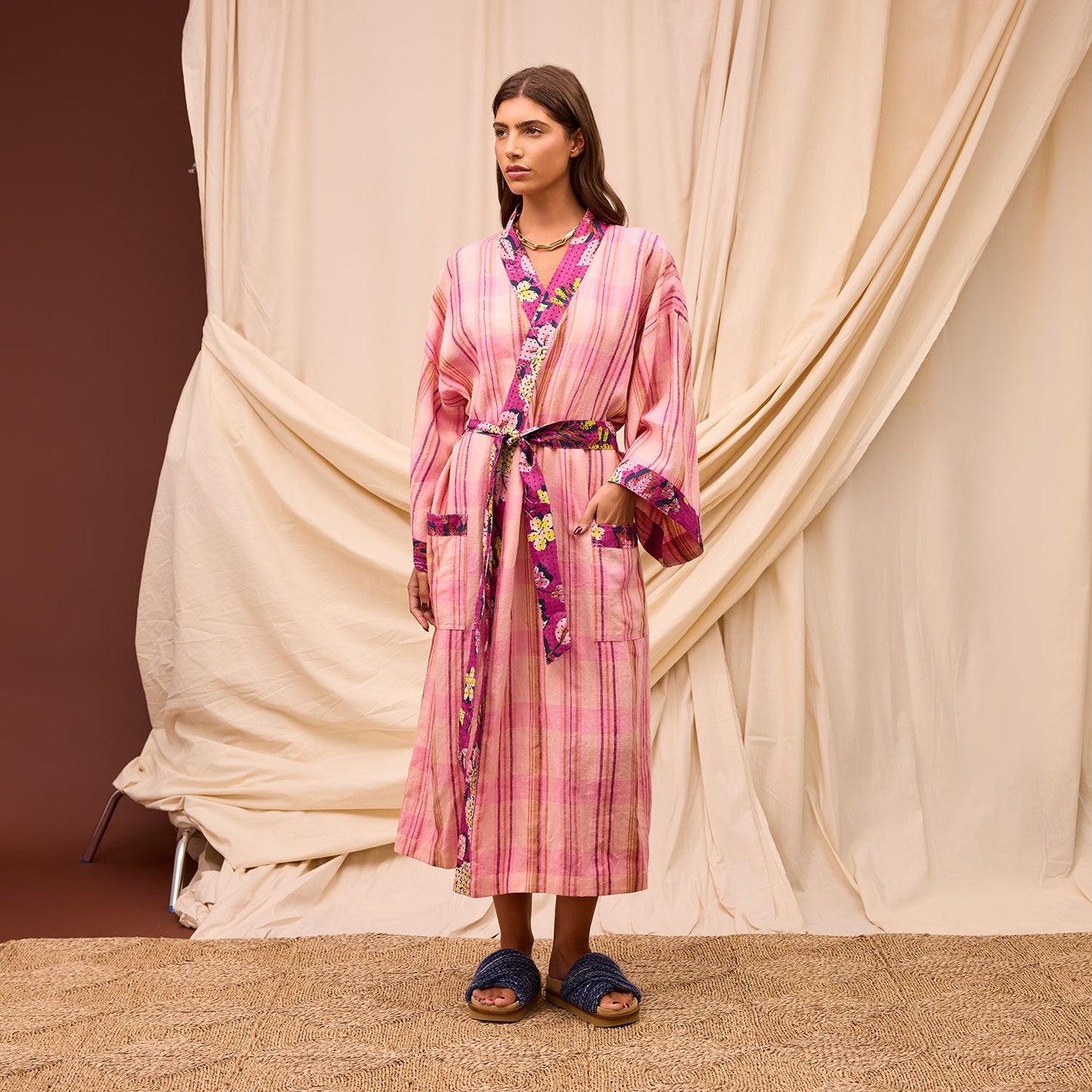 Sage X Clare - Nicolette Linen Robe - Poudre