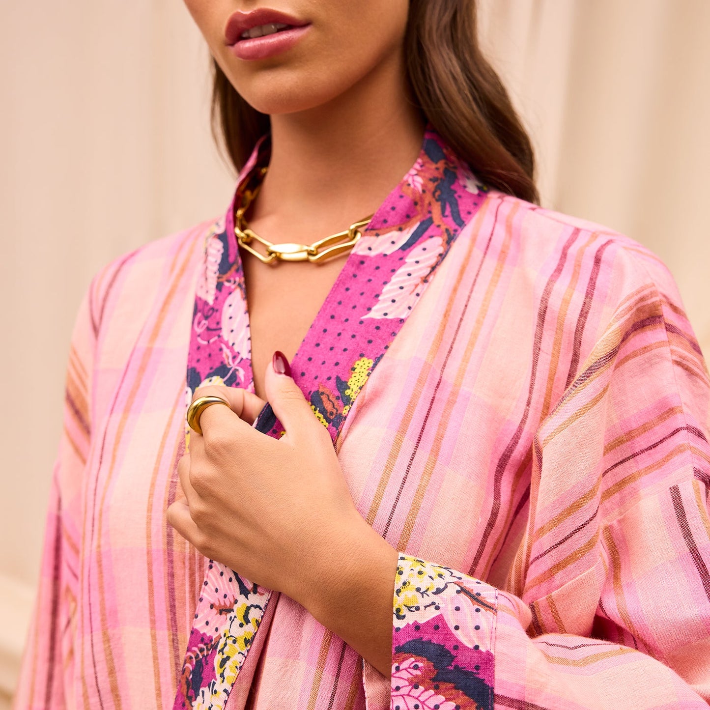 Sage X Clare - Nicolette Linen Robe - Poudre