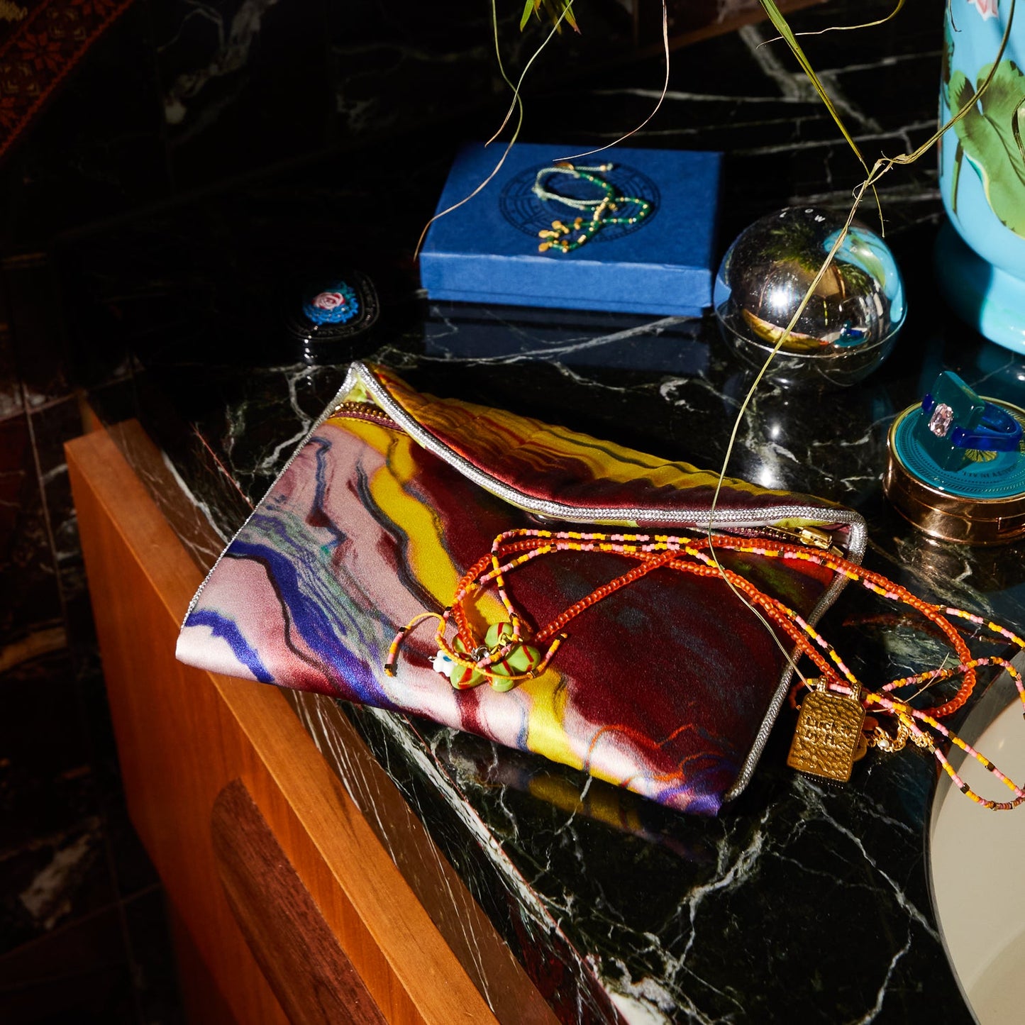 Sage X Clare - Zoi Silk Pouch - Ultramarine