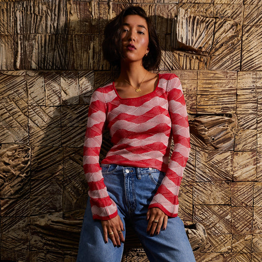 Sage X Clare - Ingrid Knit Top - Vermillion