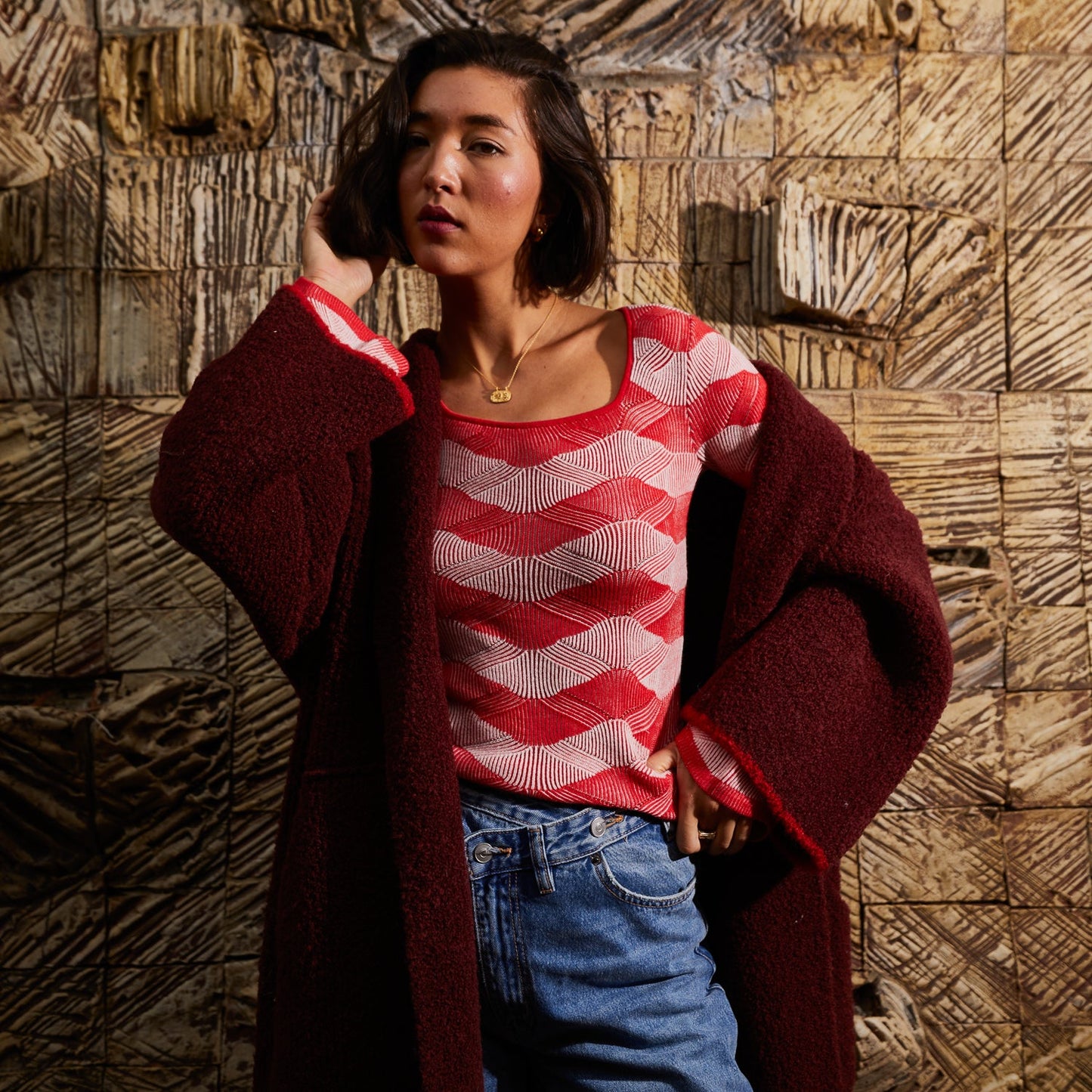 Sage X Clare - Ingrid Knit Top - Vermillion