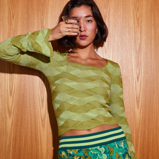 Sage X Clare - Ingrid Knit Top - Juniper