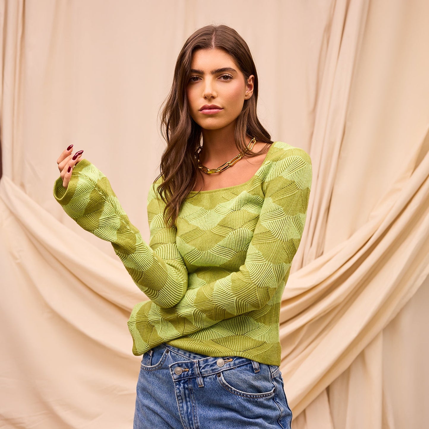 Sage X Clare - Ingrid Knit Top - Juniper
