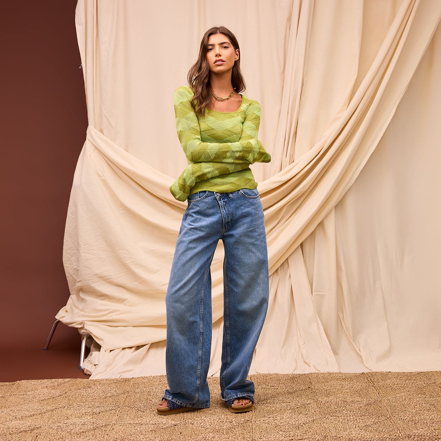 Sage X Clare - Ingrid Knit Top - Juniper