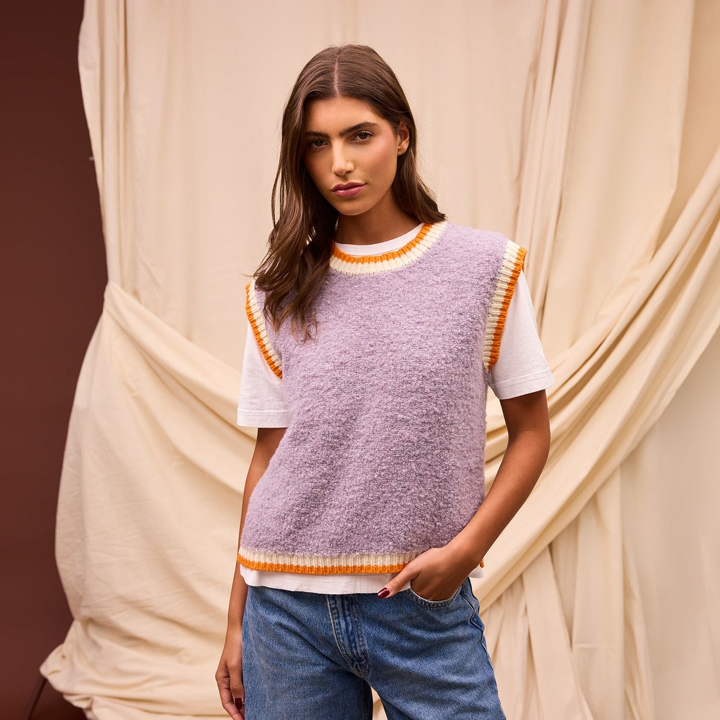Sage X Clare - Elini Knit Vest - Mink Grey