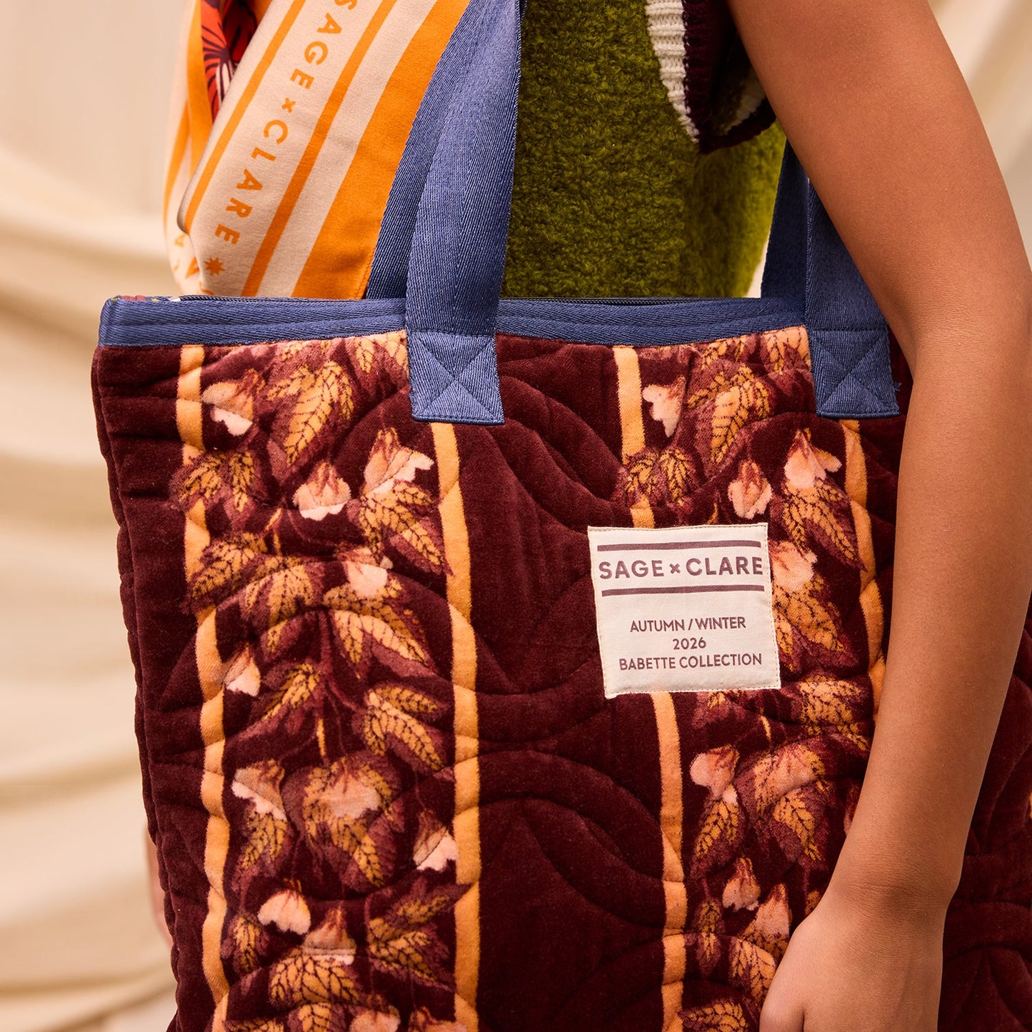 Sage X Clare - Agata Velvet Tote Bag