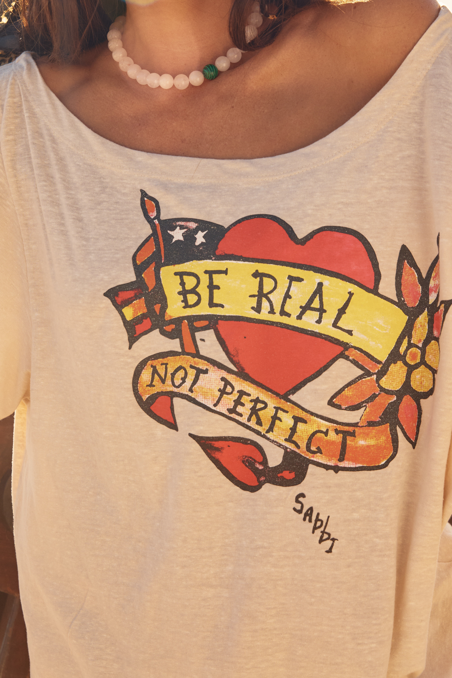 Sabbi - The Bad To The Bone Off The Shoulder Tee - Sand