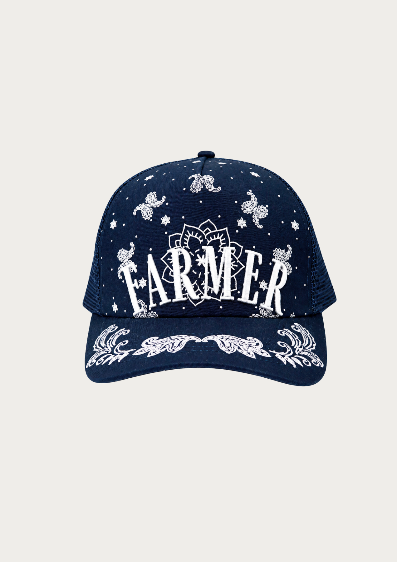 FAR MER By Whitney - Navy Bandana Trucker