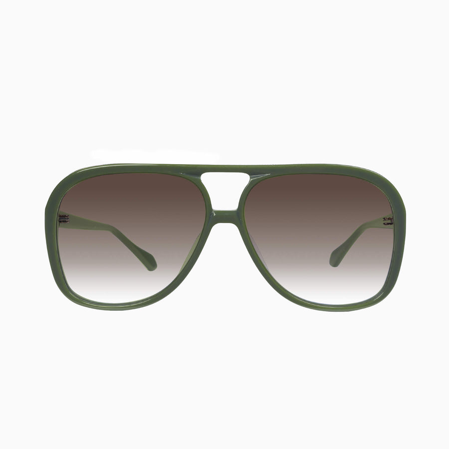 Valley Eyewear - Bang - Army Green w. Gold Metal / Brown Gradient Lens