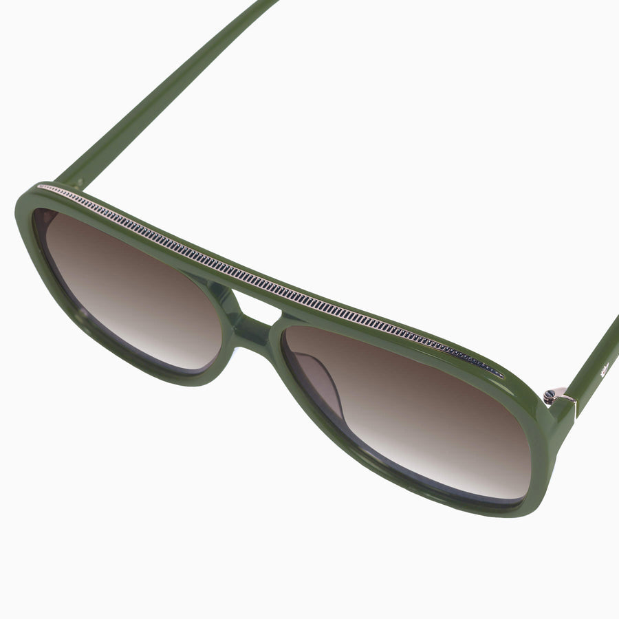 Valley Eyewear - Bang - Army Green w. Gold Metal / Brown Gradient Lens