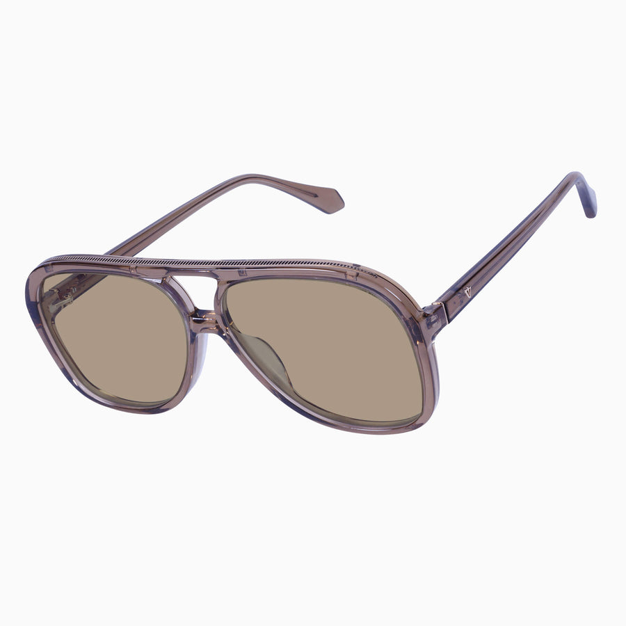 Valley Eyewear - Bang - Transparent Mocha w. Rose Gold Metal Trim / Light Brown Lens