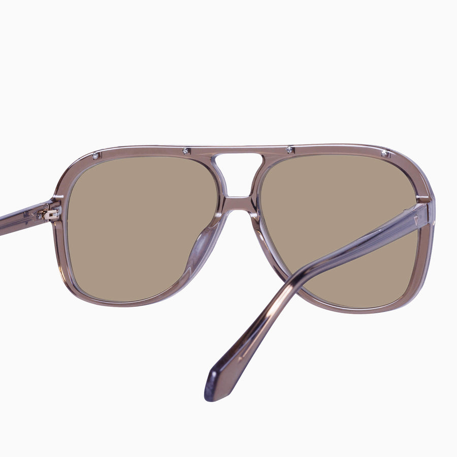 Valley Eyewear - Bang - Transparent Mocha w. Rose Gold Metal Trim / Light Brown Lens