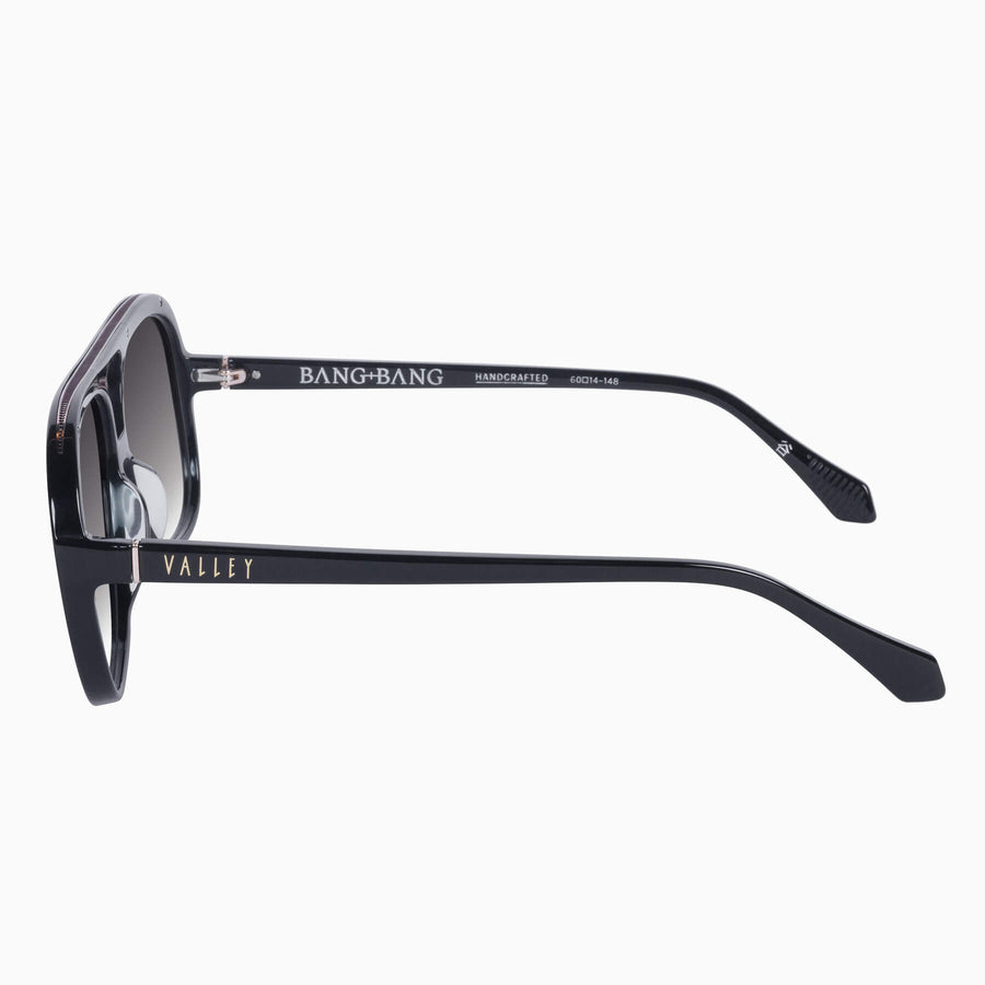 Valley Eyewear - Bang Bang - Black Gloss w. Gold Metal / Black Gradient Lens