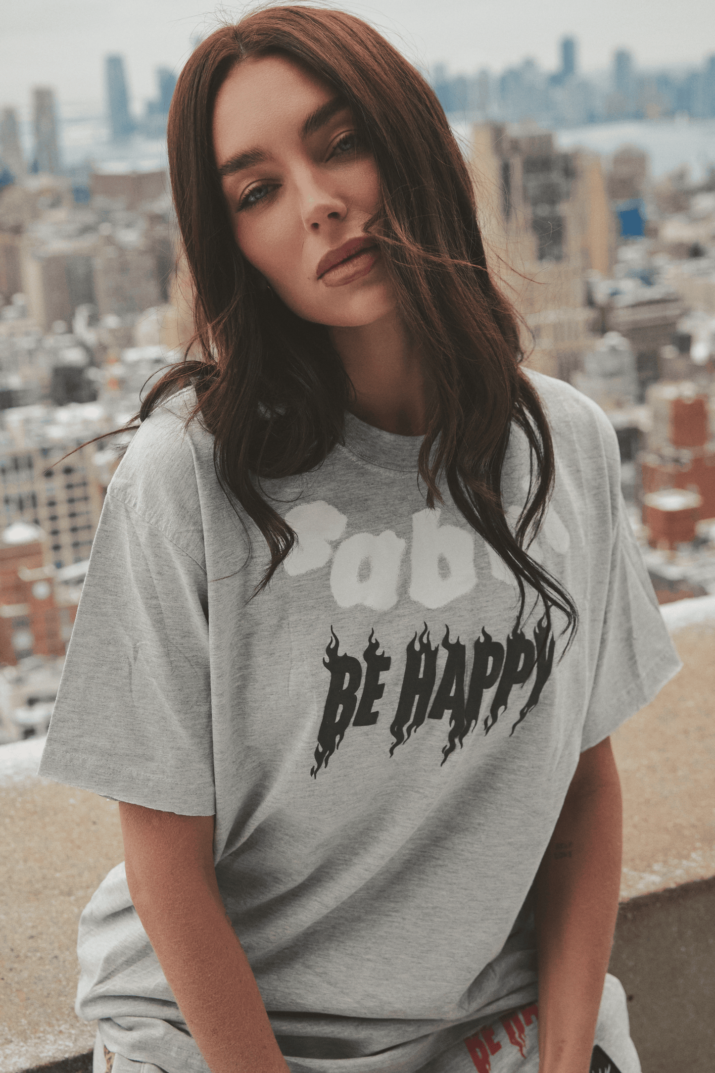 Sabbi - The Be Happy Regular Fit Tee - Grey