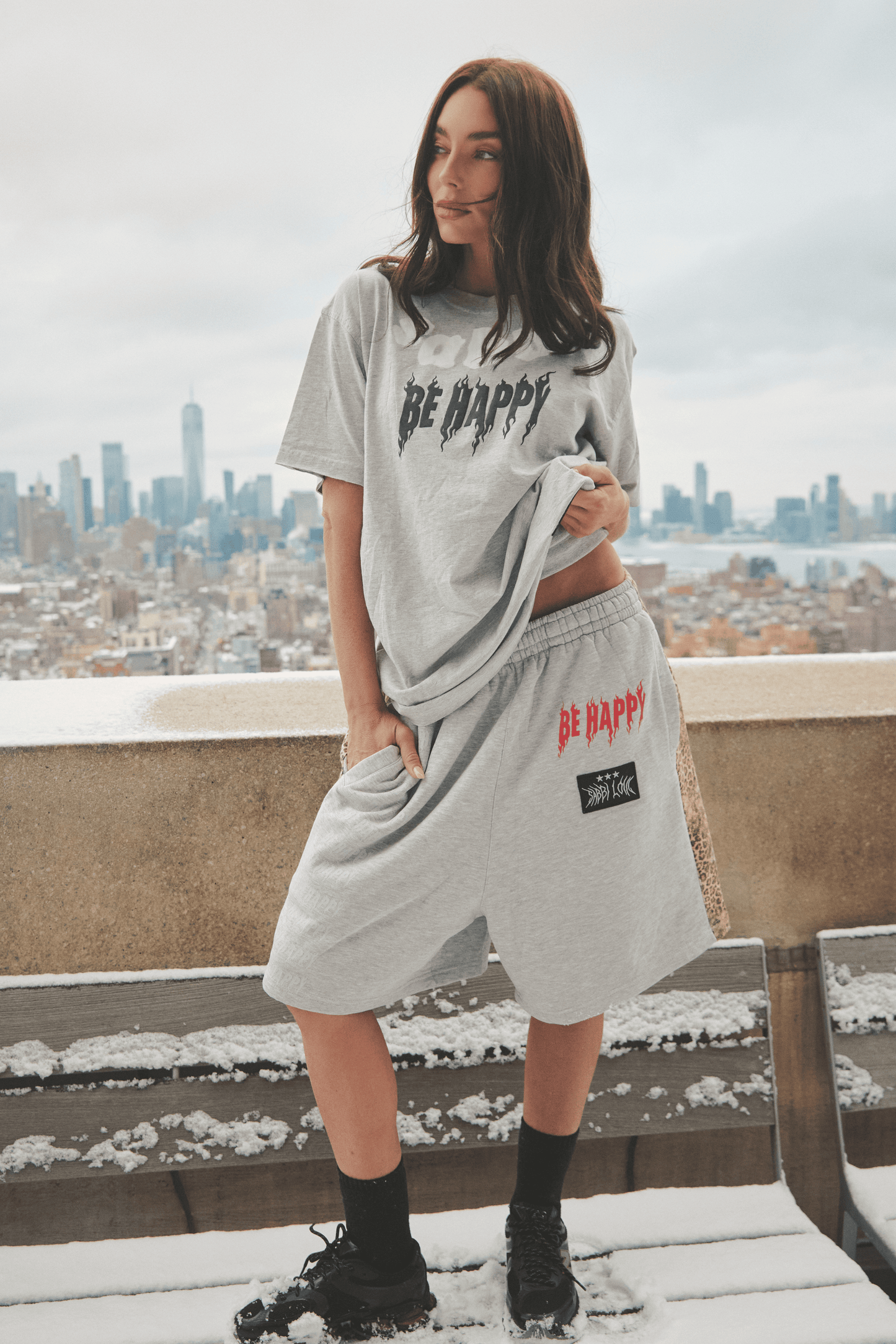 Sabbi - The Be Happy Regular Fit Tee - Grey