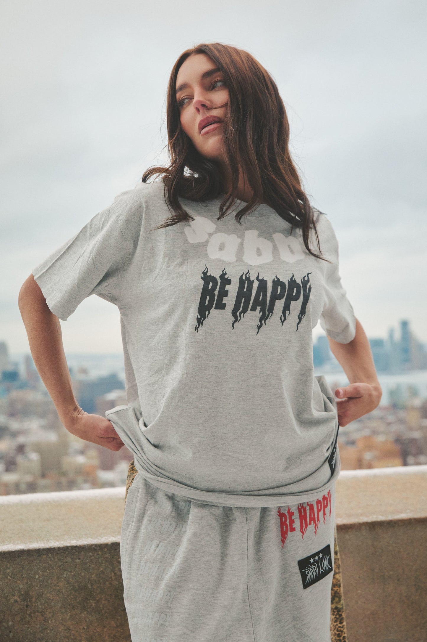 Sabbi - The Be Happy Regular Fit Tee - Grey