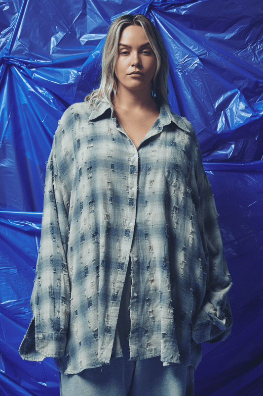 Sabbi - BE A KIND HUMAN OVERSIZED SHIRT - BLUE