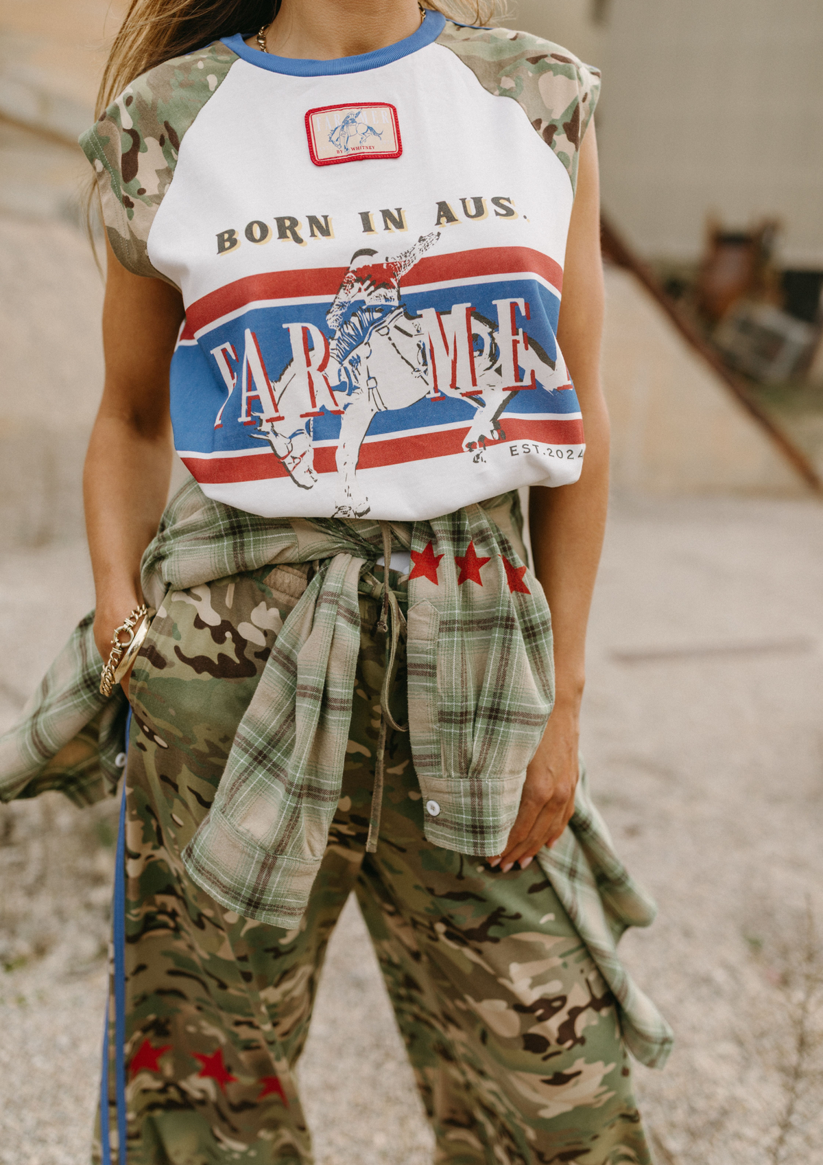 FARMER By Whitney - Camo Raglan Tank