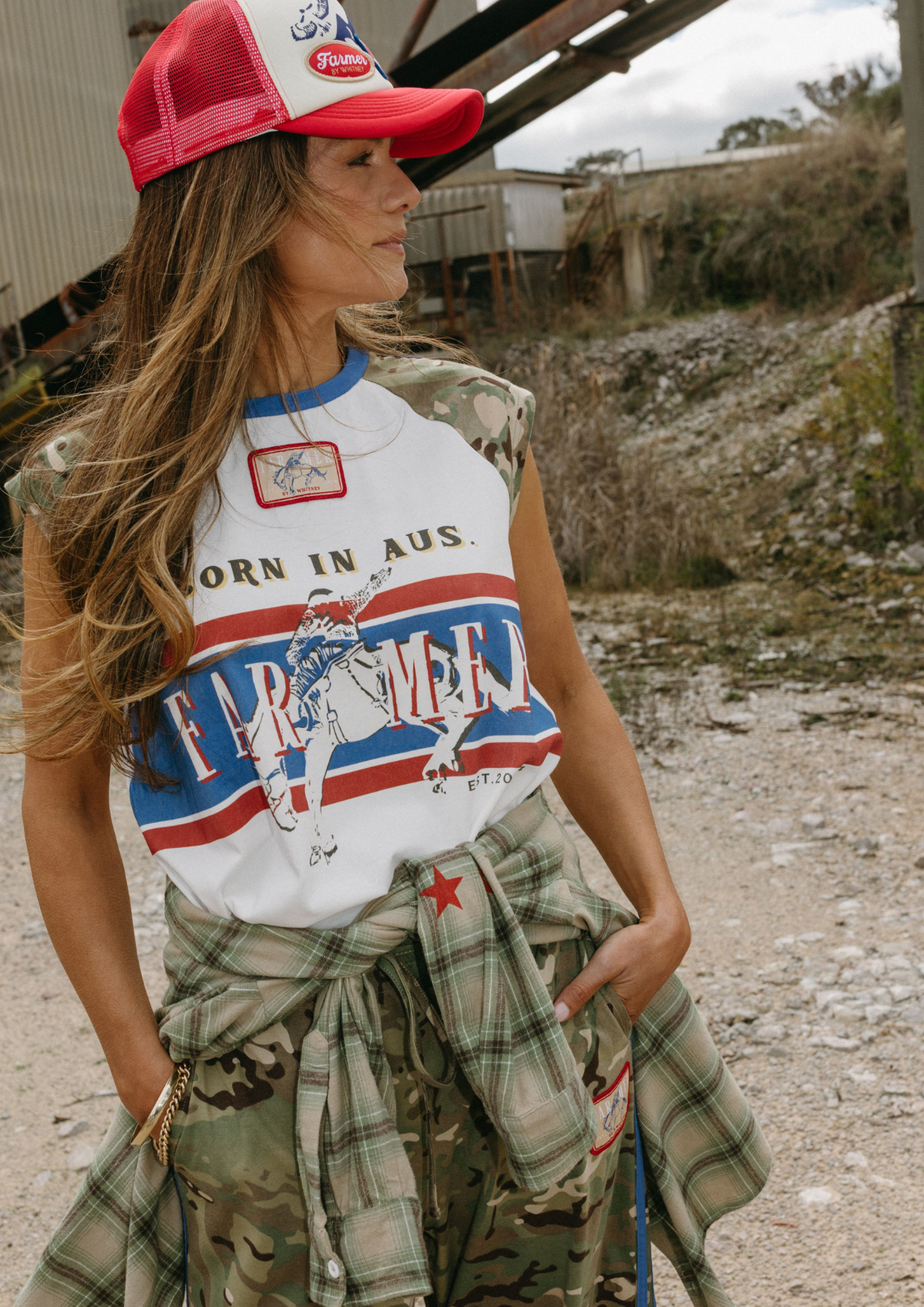 FARMER By Whitney - Camo Raglan Tank
