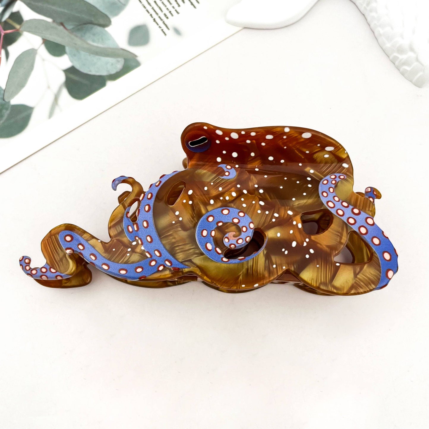 Diva - Blue Ring Octopus - Hair Claw Clips