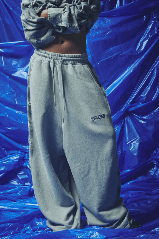 Sabbi - CHECK MATE WIDE LEG TRACKIES - BLUE