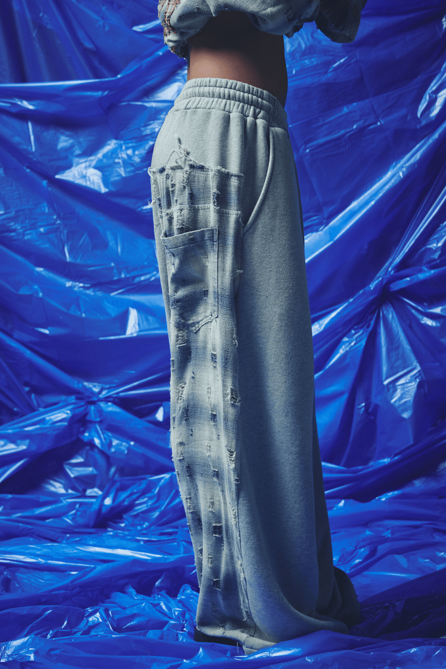 Sabbi - CHECK MATE WIDE LEG TRACKIES - BLUE