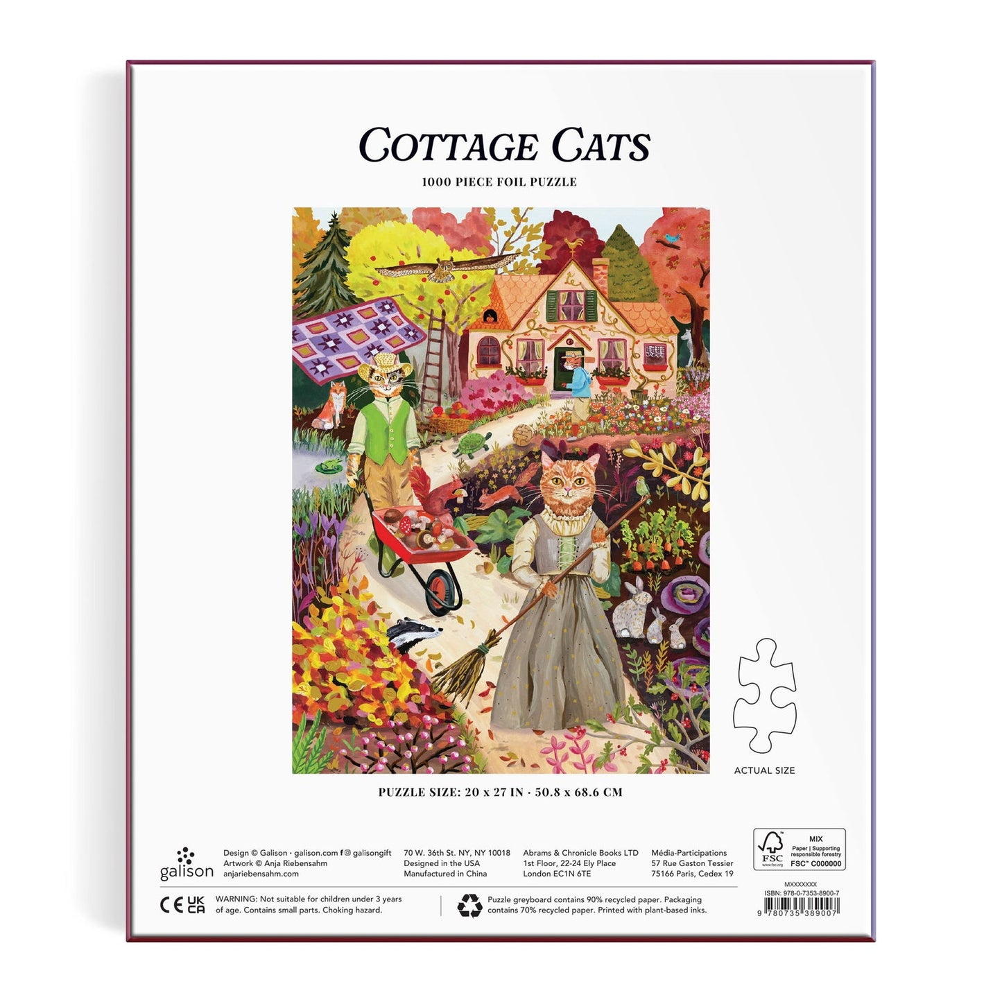 Galison - Cottage Cats Foil Puzzle - 1000pc