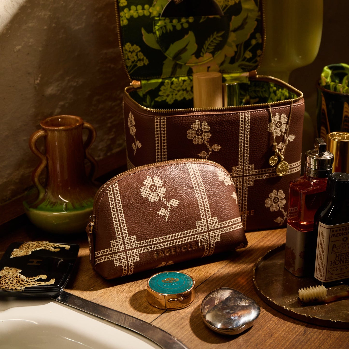 Sage X Clare - Bonny Cosmetic Pouch - Umber