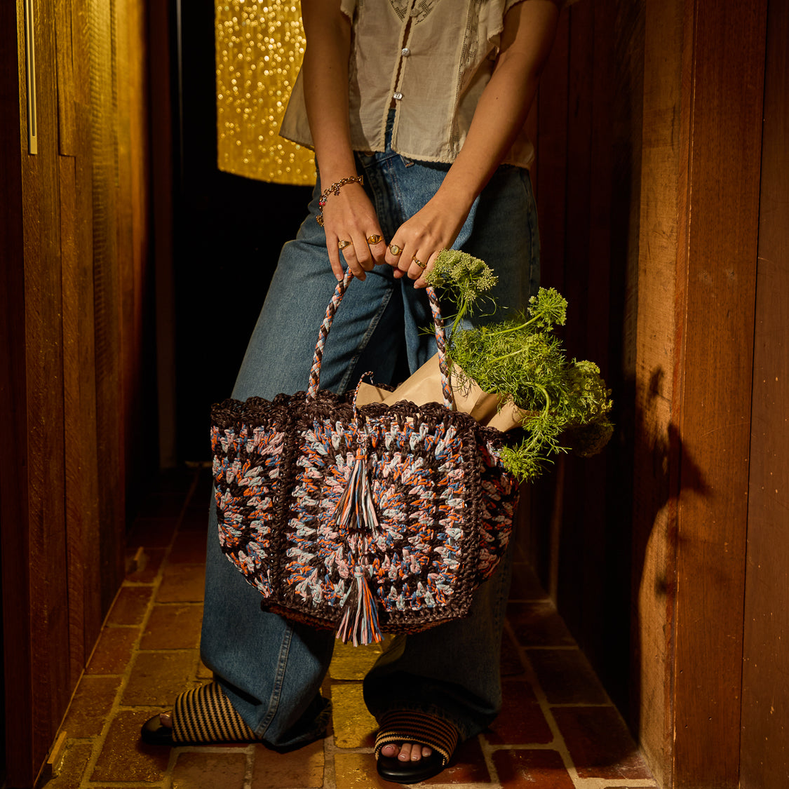 Sage X Clare - Solara Raffia Bag - Umber