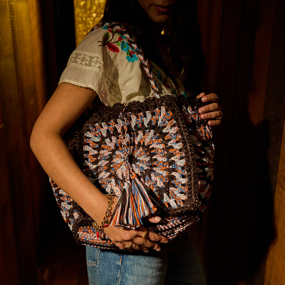 Sage X Clare - Solara Raffia Bag - Umber