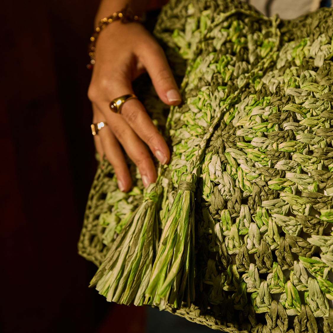 Sage X Clare - Solara Raffia Bag - Hunter Green