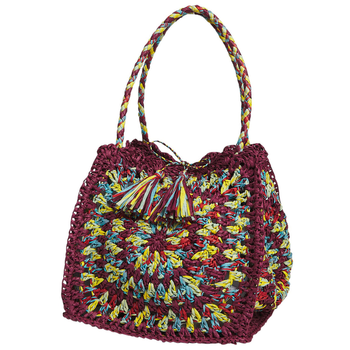 Sage X Clare - Solara Raffia Bag - Burnt Cherry