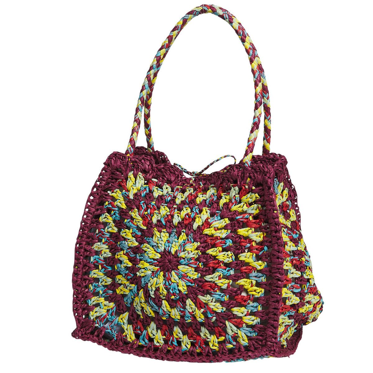 Sage X Clare - Solara Raffia Bag - Burnt Cherry