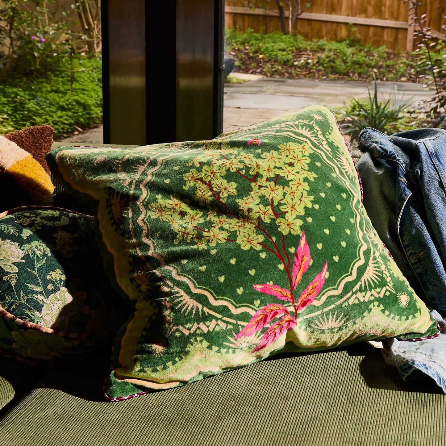 Sage X Clare - Marnie Velvet Cushion - Hunter Green