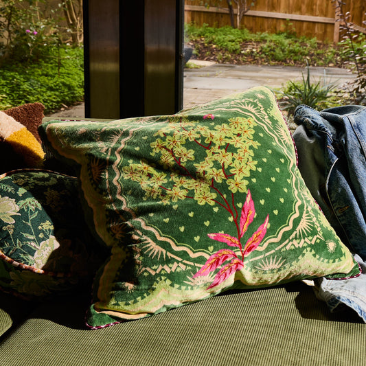 Sage X Clare - Marnie Velvet Cushion - Hunter Green
